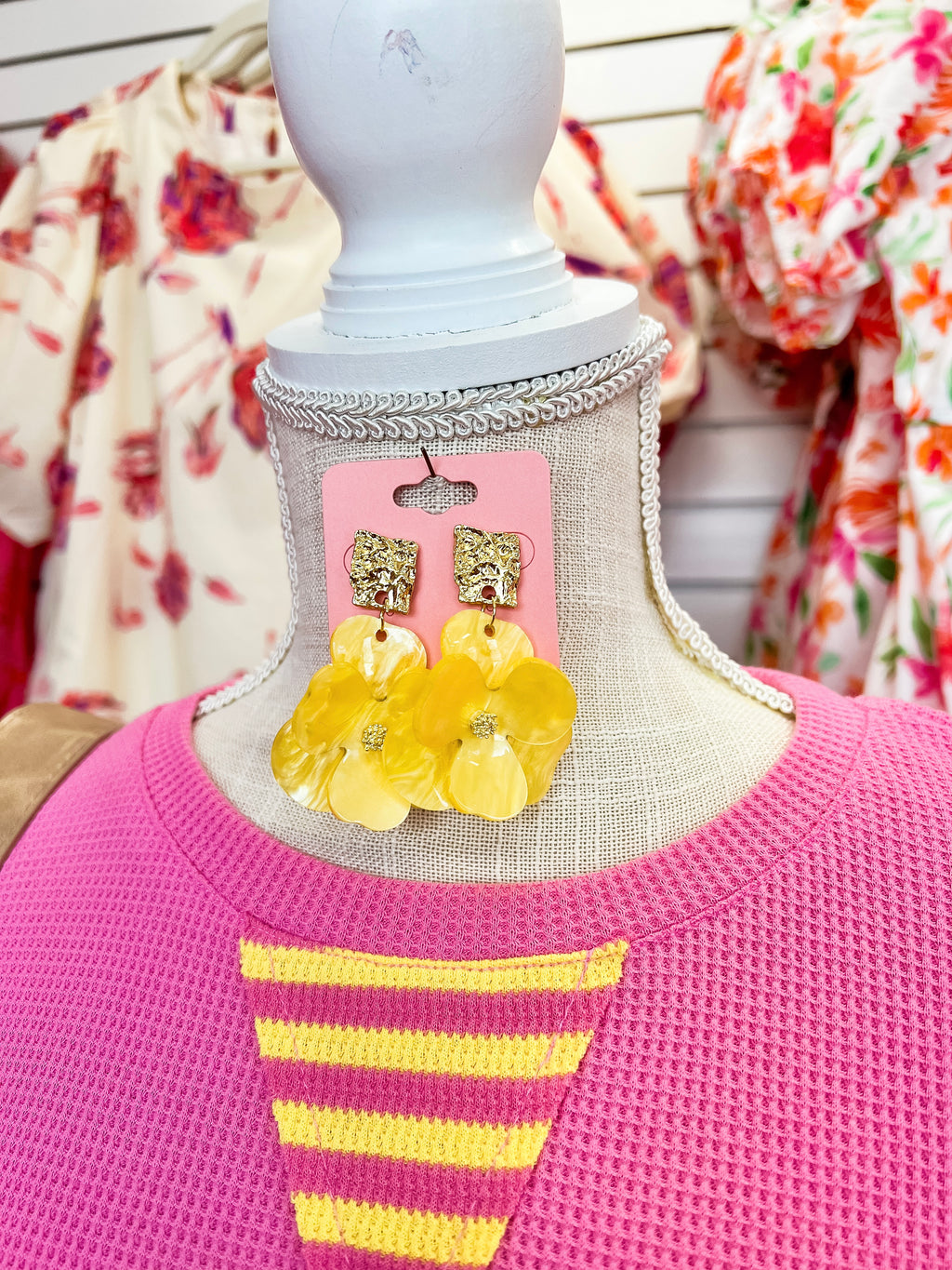 Pink + Yellow Waffle Knit Top