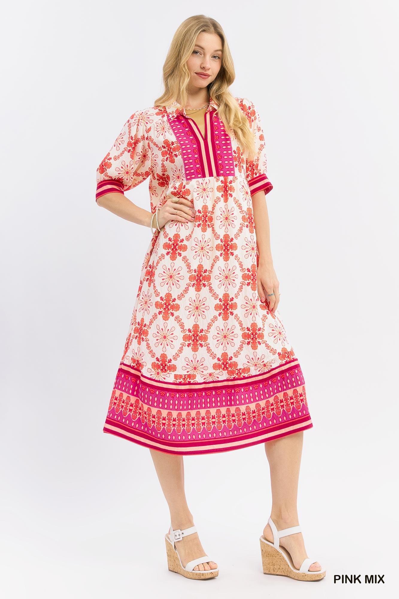Bloom Trellis Midi Dress (S-2X)