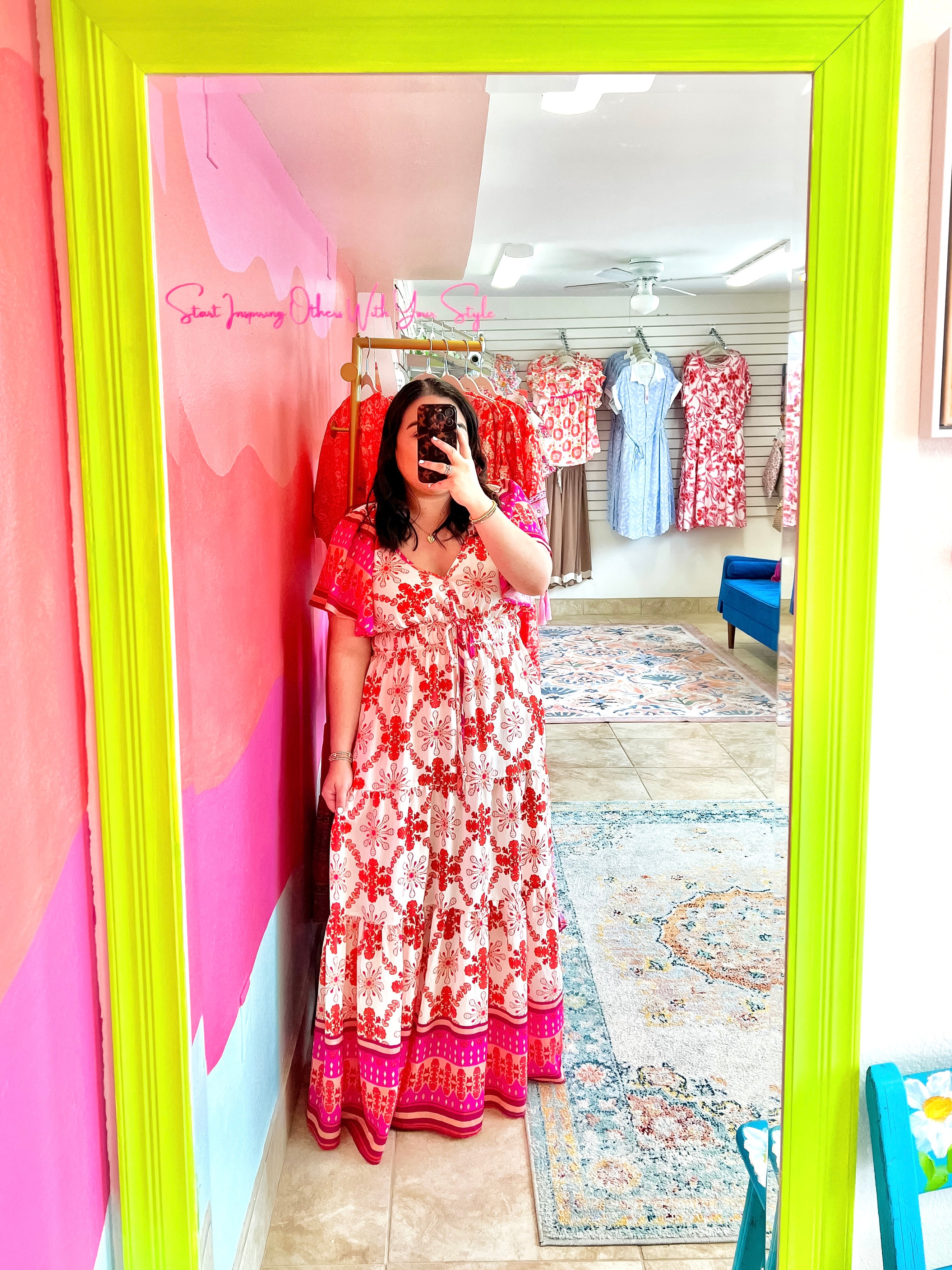 Coral + Pink Mix Maxi Dress (S-L)