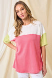 Lime + Coral Colorblock Top
