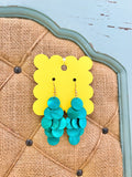 Teal Cluster Dangle Earrings