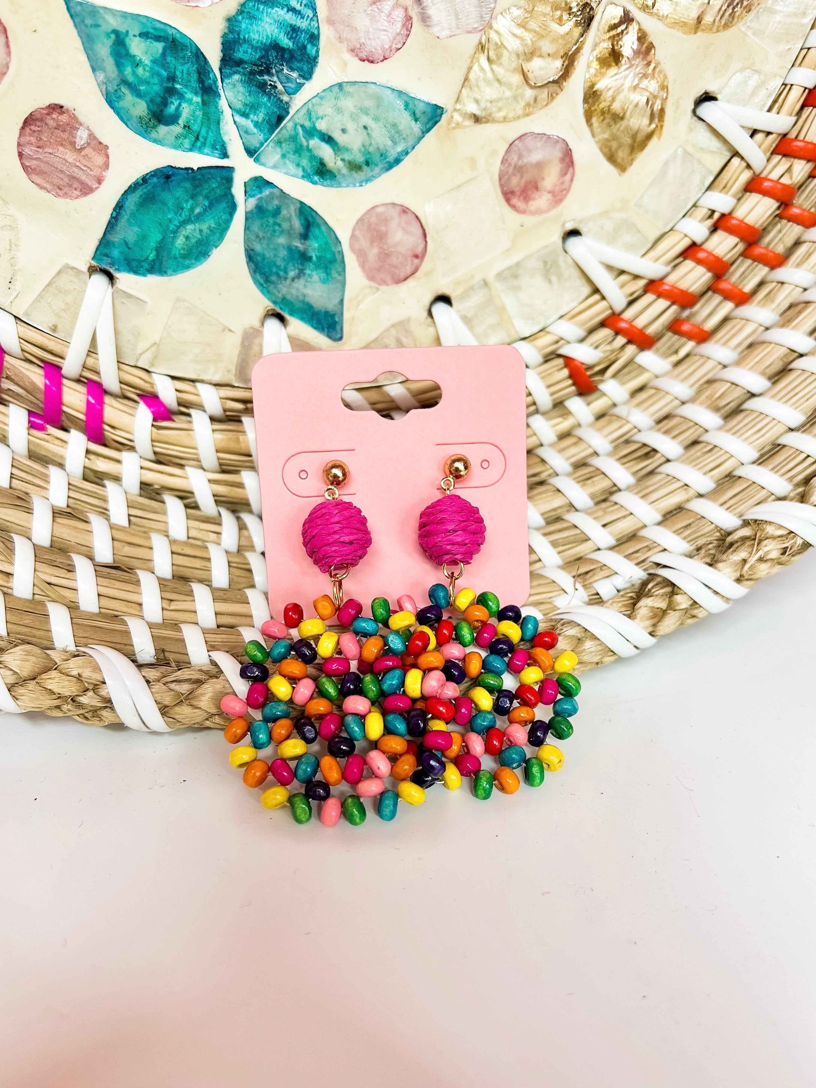 Multicolored Beaded Dangle Earrings
