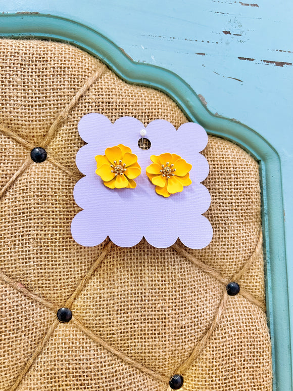 Oversized Yellow Flower Stud