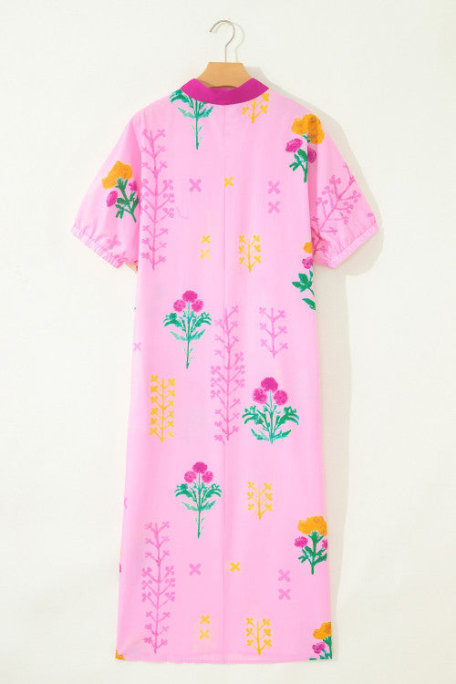 Pink Floral Maxi Dress