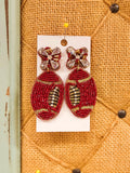 Maroon Football Beaded Earrings