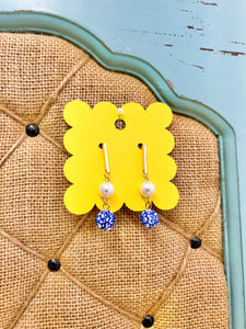 Pearl + Blue Bead Earrings