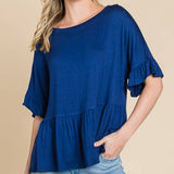 Ink Blue Tiered Blouse