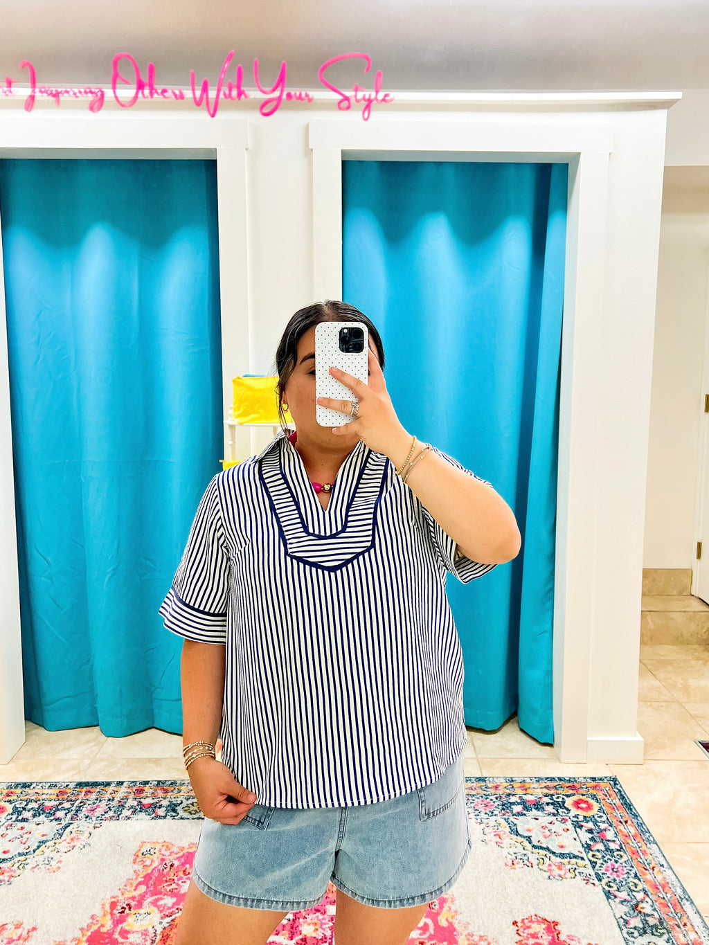 Navy Striped Blouse