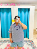 Navy Striped Blouse
