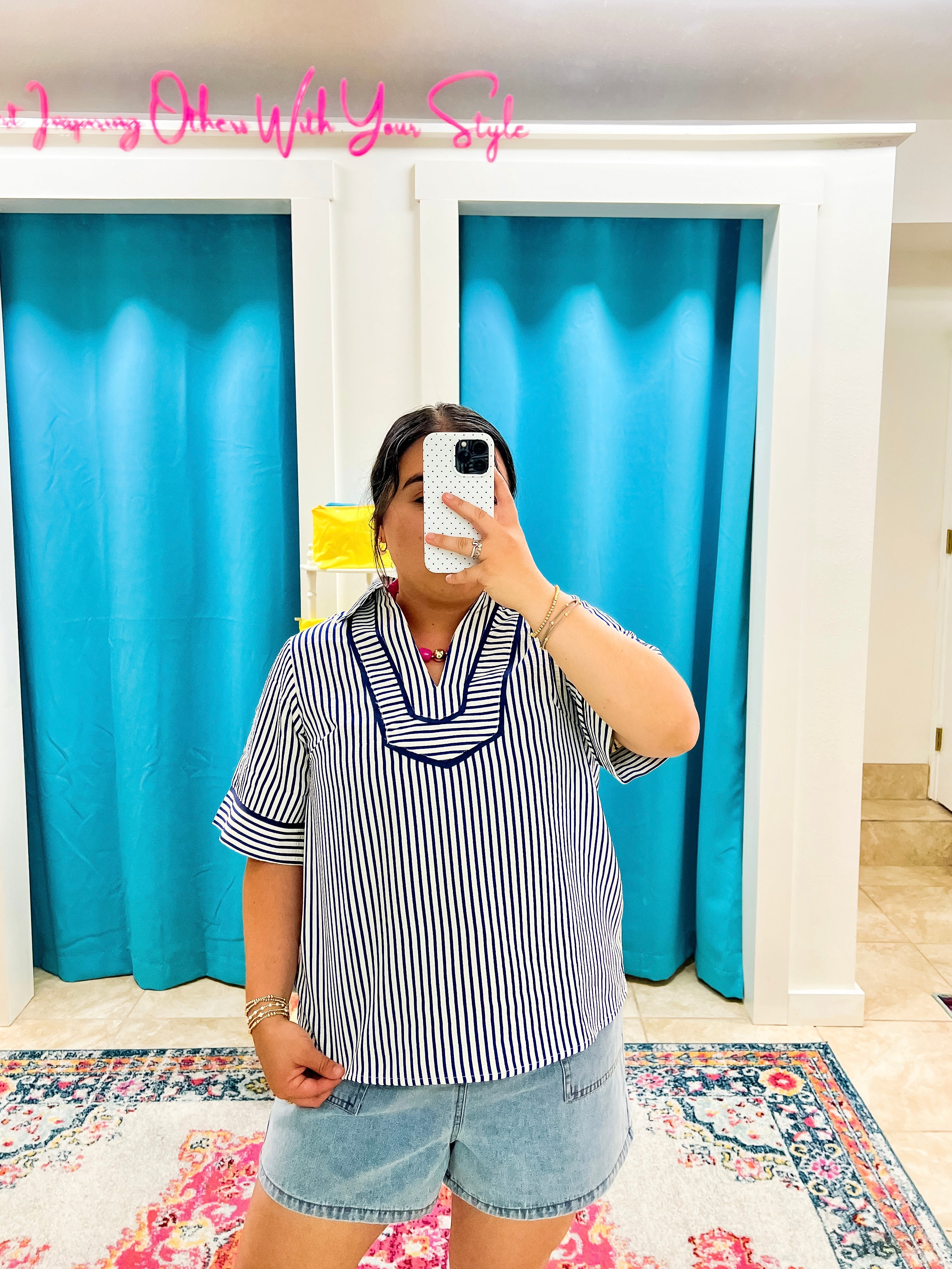 Navy Striped Blouse