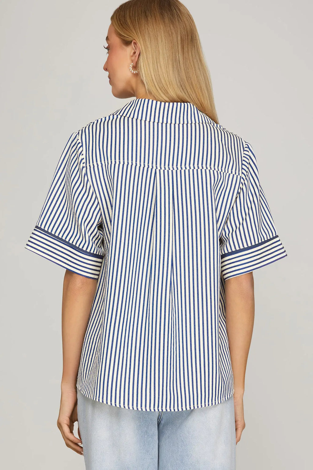 Navy Striped Blouse