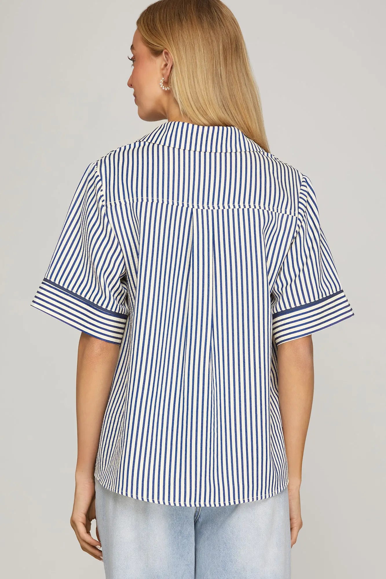 Navy Striped Blouse