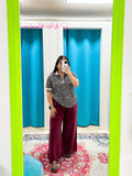 Burgundy Scalloped Pants