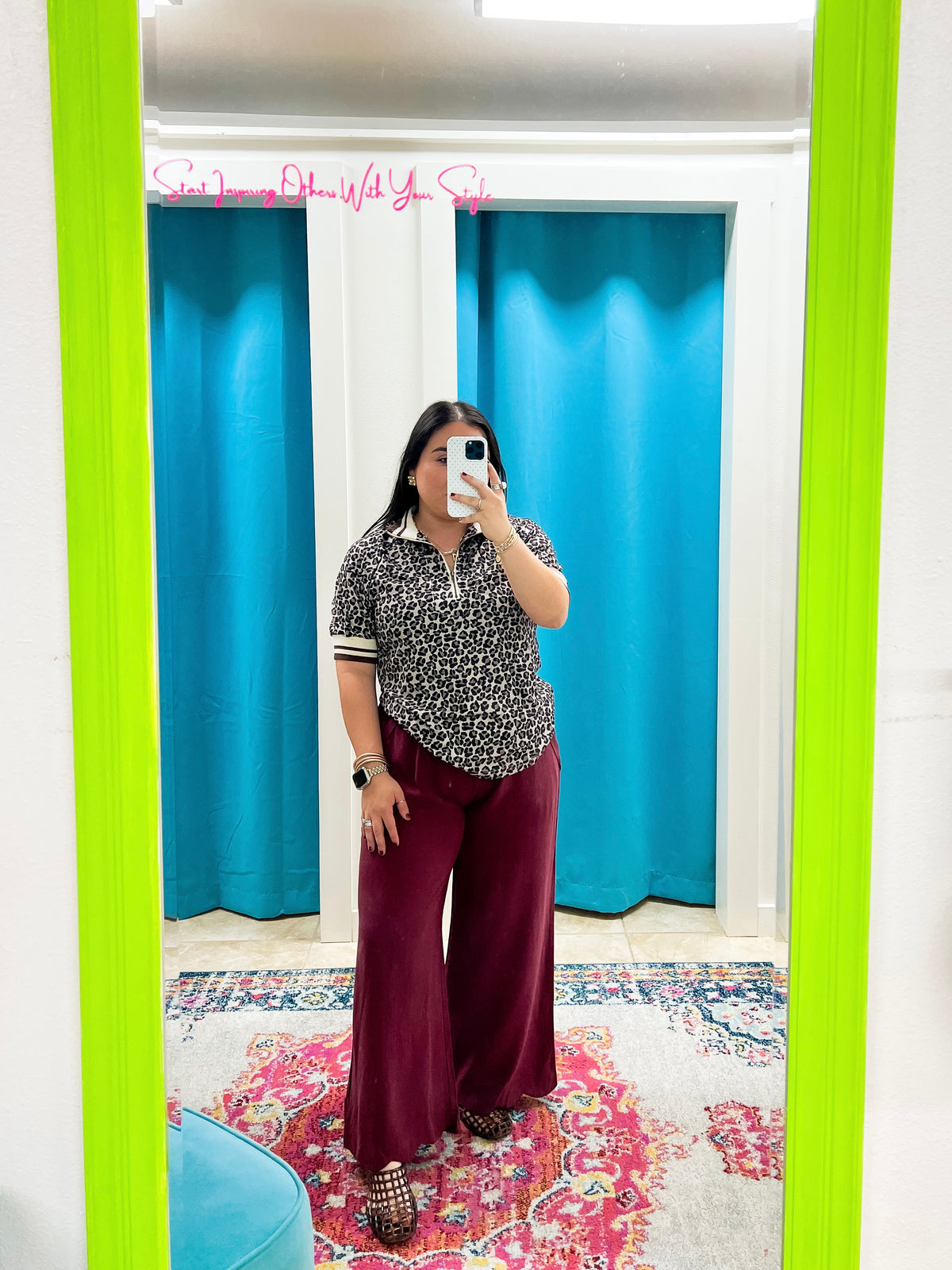 Burgundy Scalloped Pants
