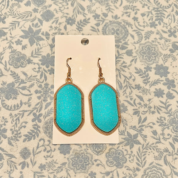 Aqua Glitter Dangle Earrings