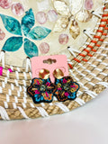 Black Flower Beaded Earrings