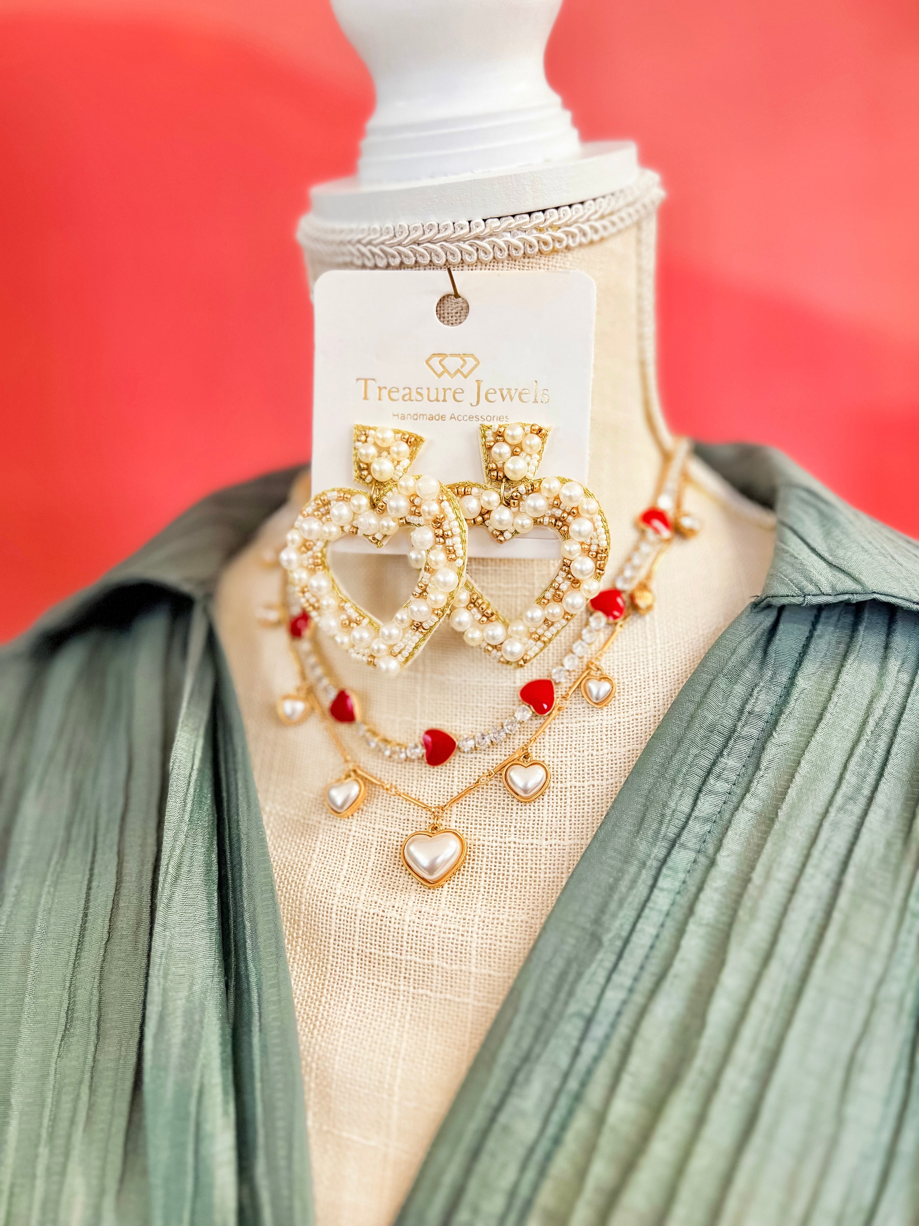 Pearl Heart Charm Necklace