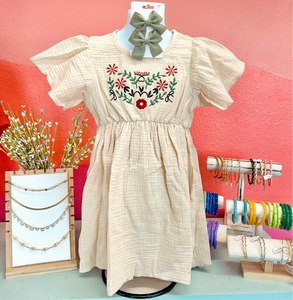 Beige Embroidered Dress