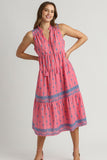 Pink Embroidered Midi Dress
