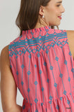 Pink Embroidered Midi Dress