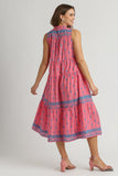 Pink Embroidered Midi Dress