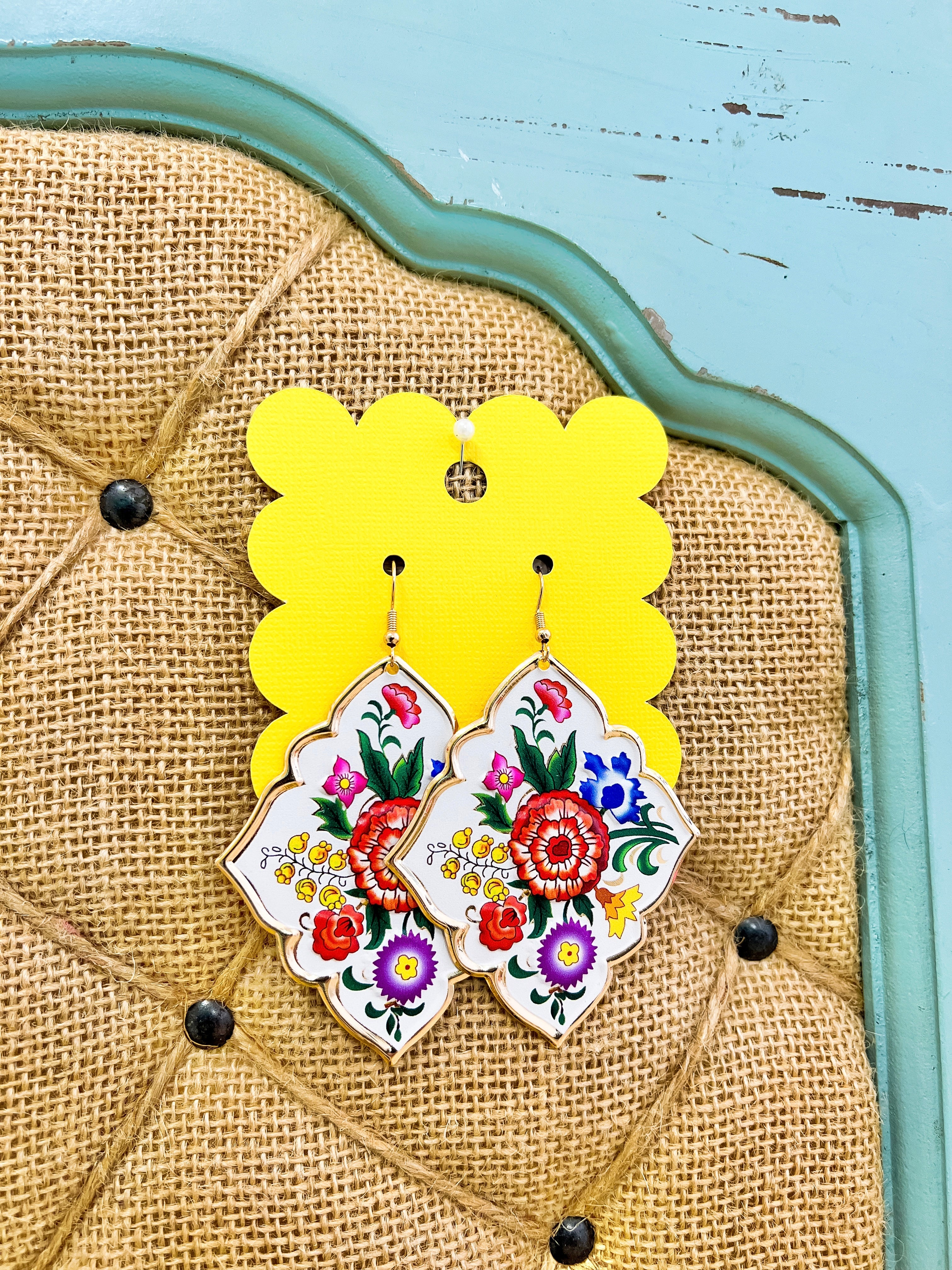 Floral Printed Dangle Earrings