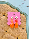 Pearls + Orange Earrings