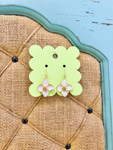 White Flower Dangle Earrings