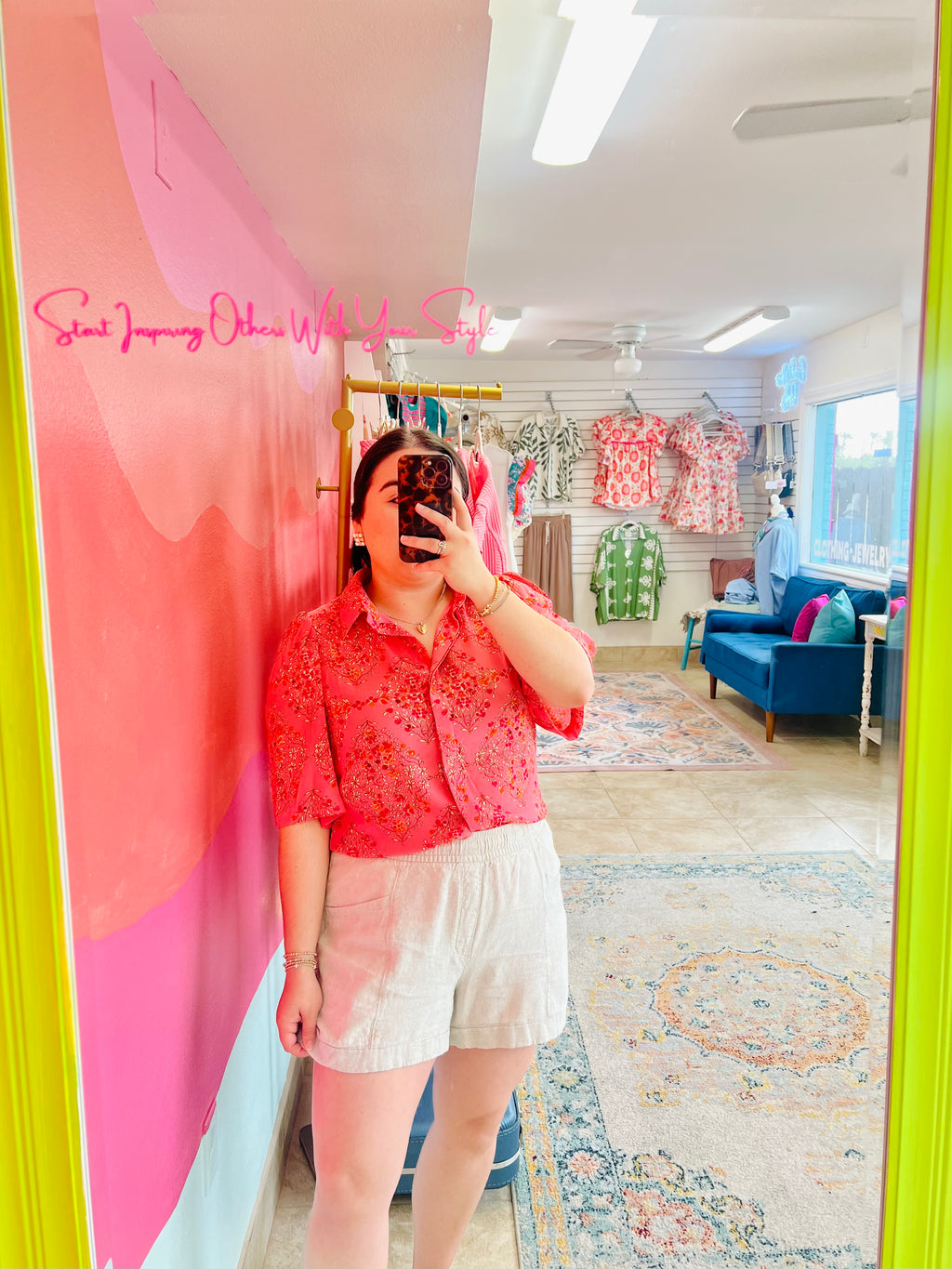 Rose Button Down Blouse (S-2X)