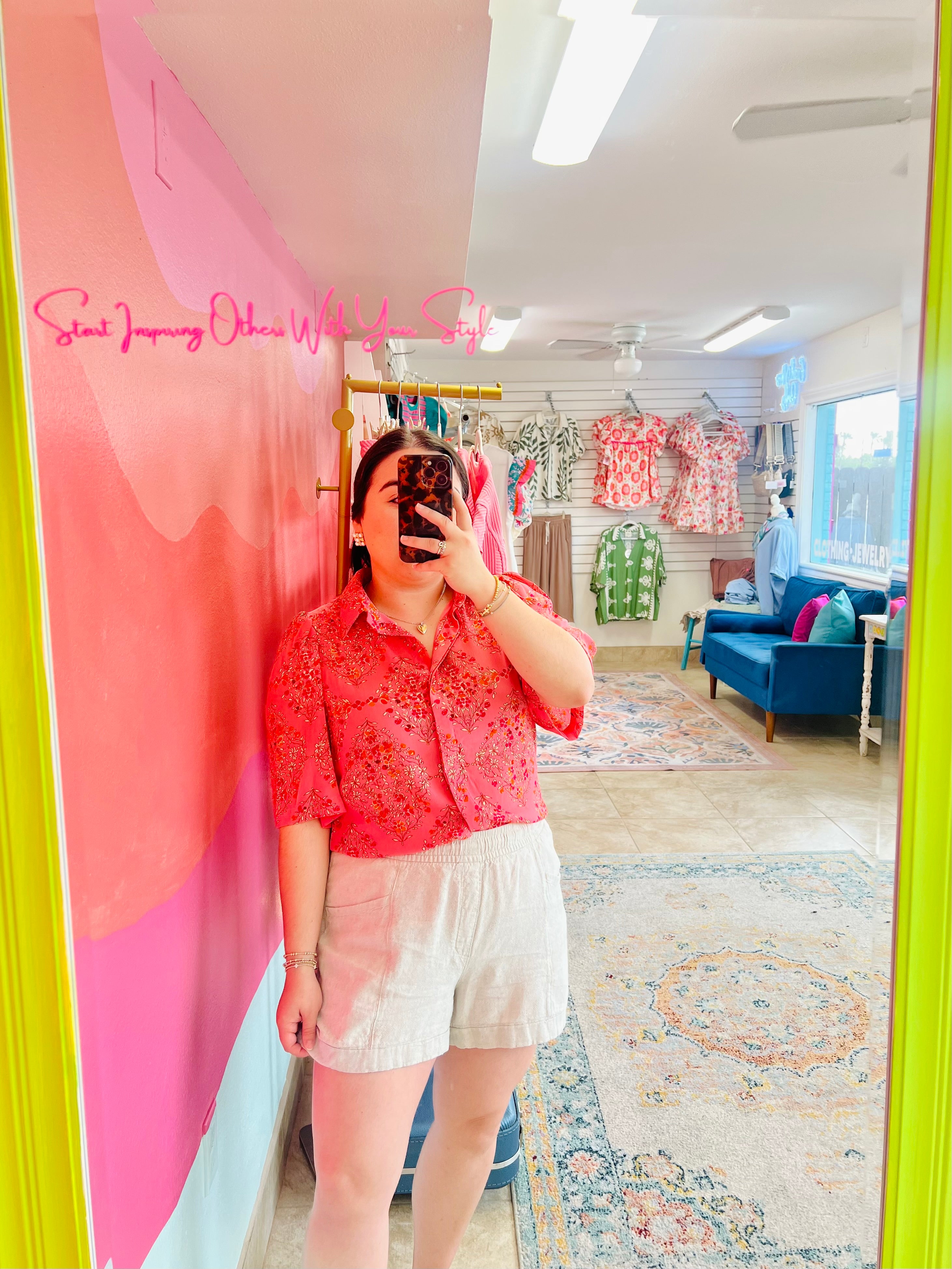 Rose Button Down Blouse (S-2X)