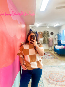 Checkered Sweater Top