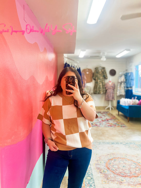 Checkered Sweater Top
