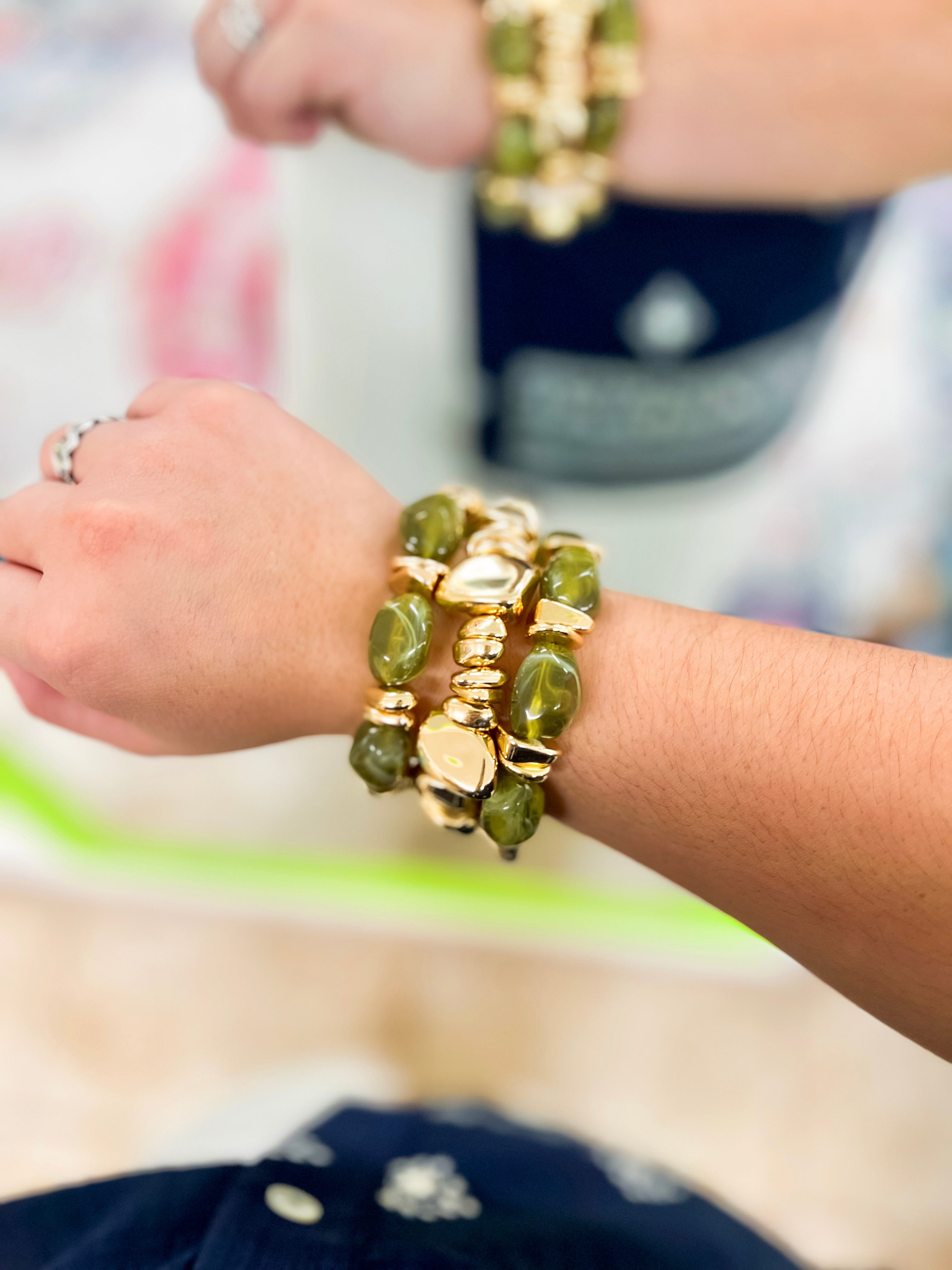 Olive + Gold Bracelet Stack