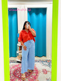 Striped Blue Pull On Pants