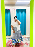 Blue Print Mix Midi Skirt