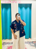 Navy Embroidered Blouse