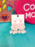 White + Pink Tiered Earrings