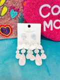 White Tiered Dangle Earrings