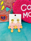 Pink Tiered Dangle Earrings