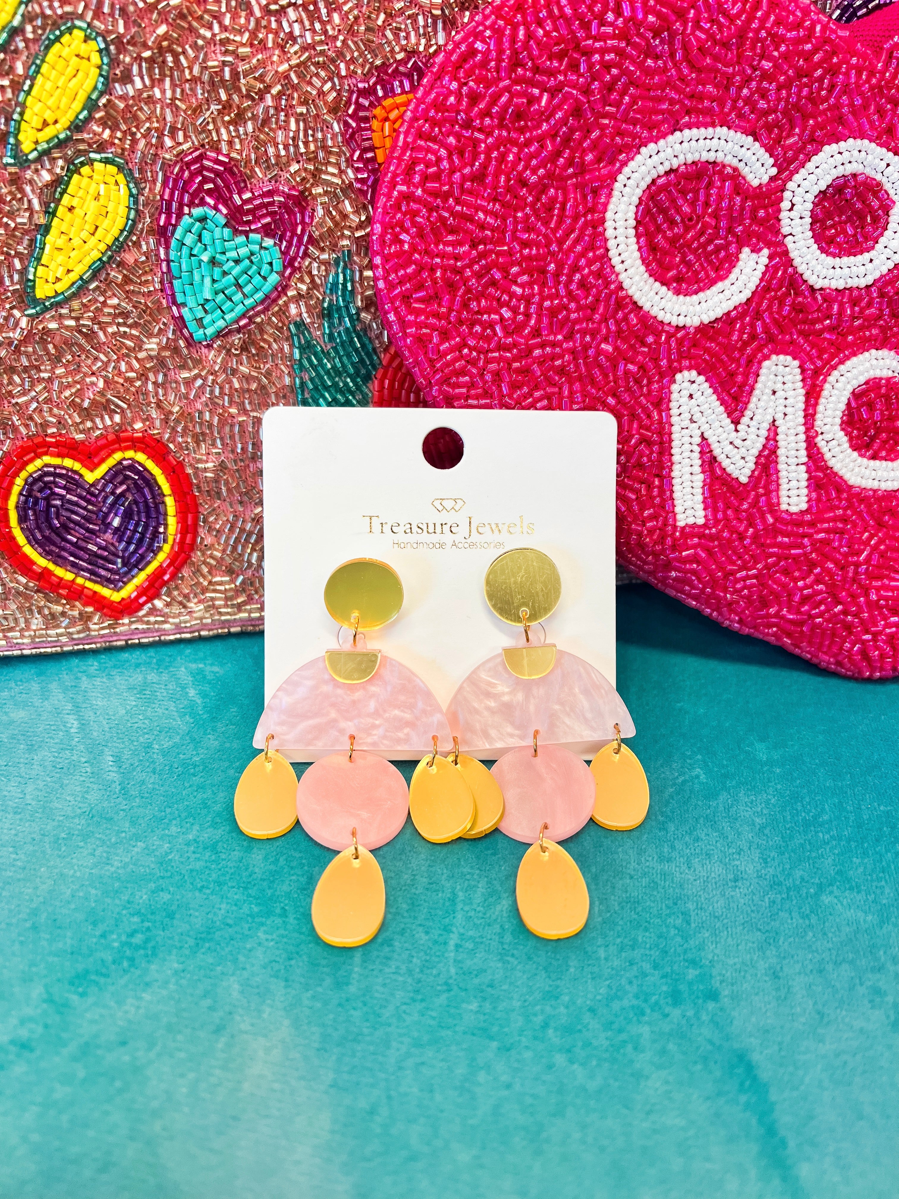 Pink Tiered Dangle Earrings