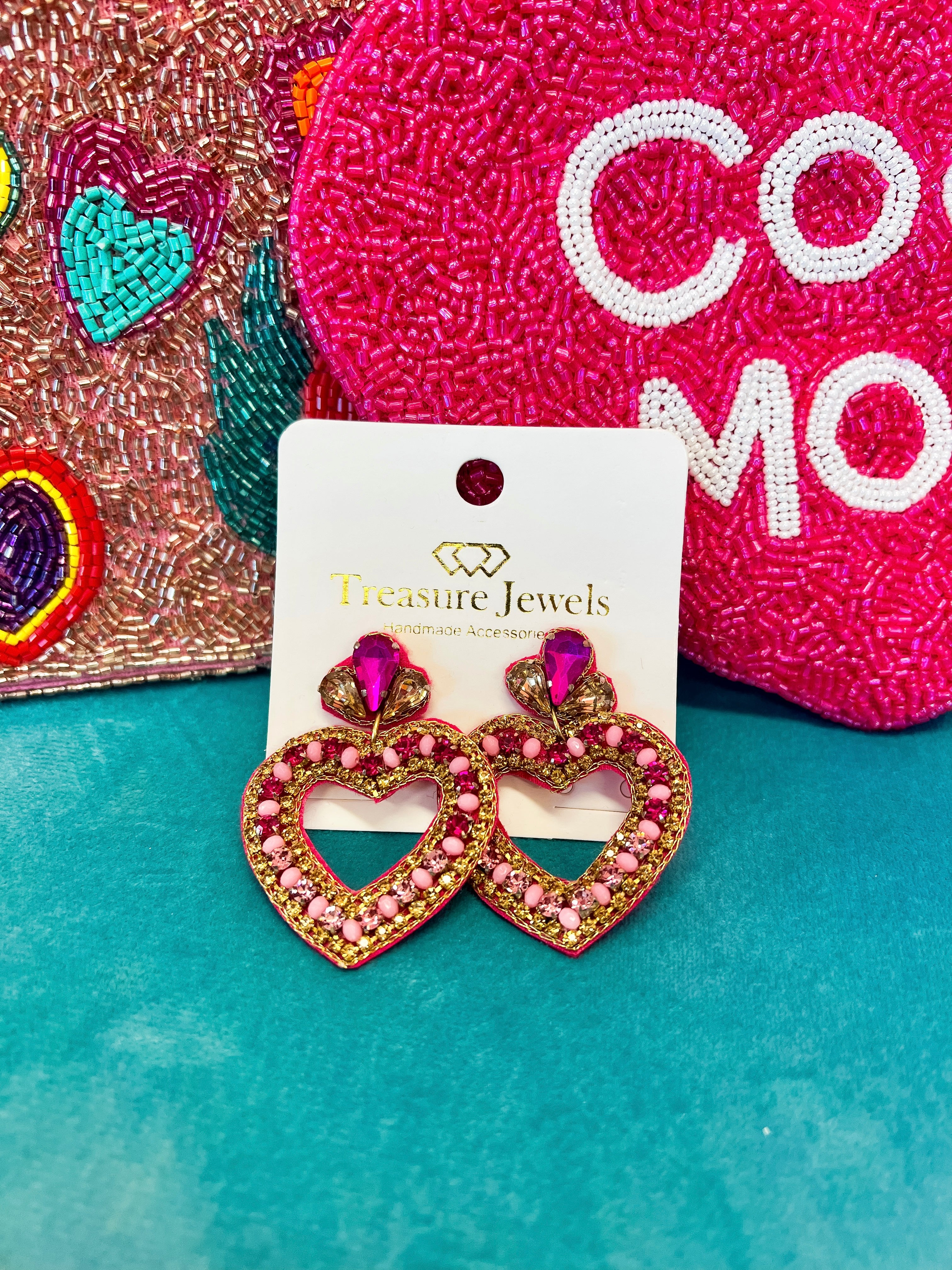 Open Heart Beaded Earrings