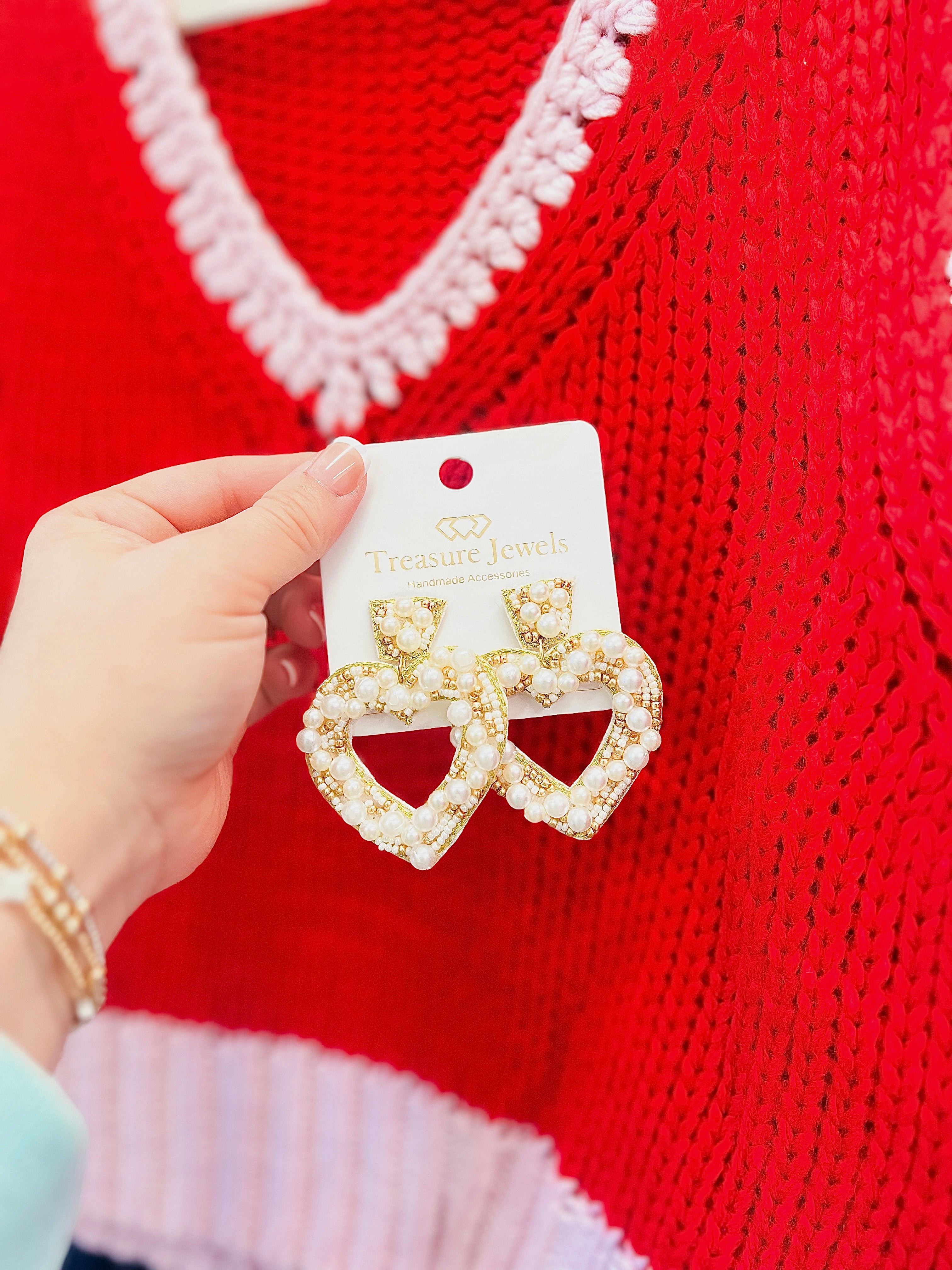 Pearl Heart Earrings