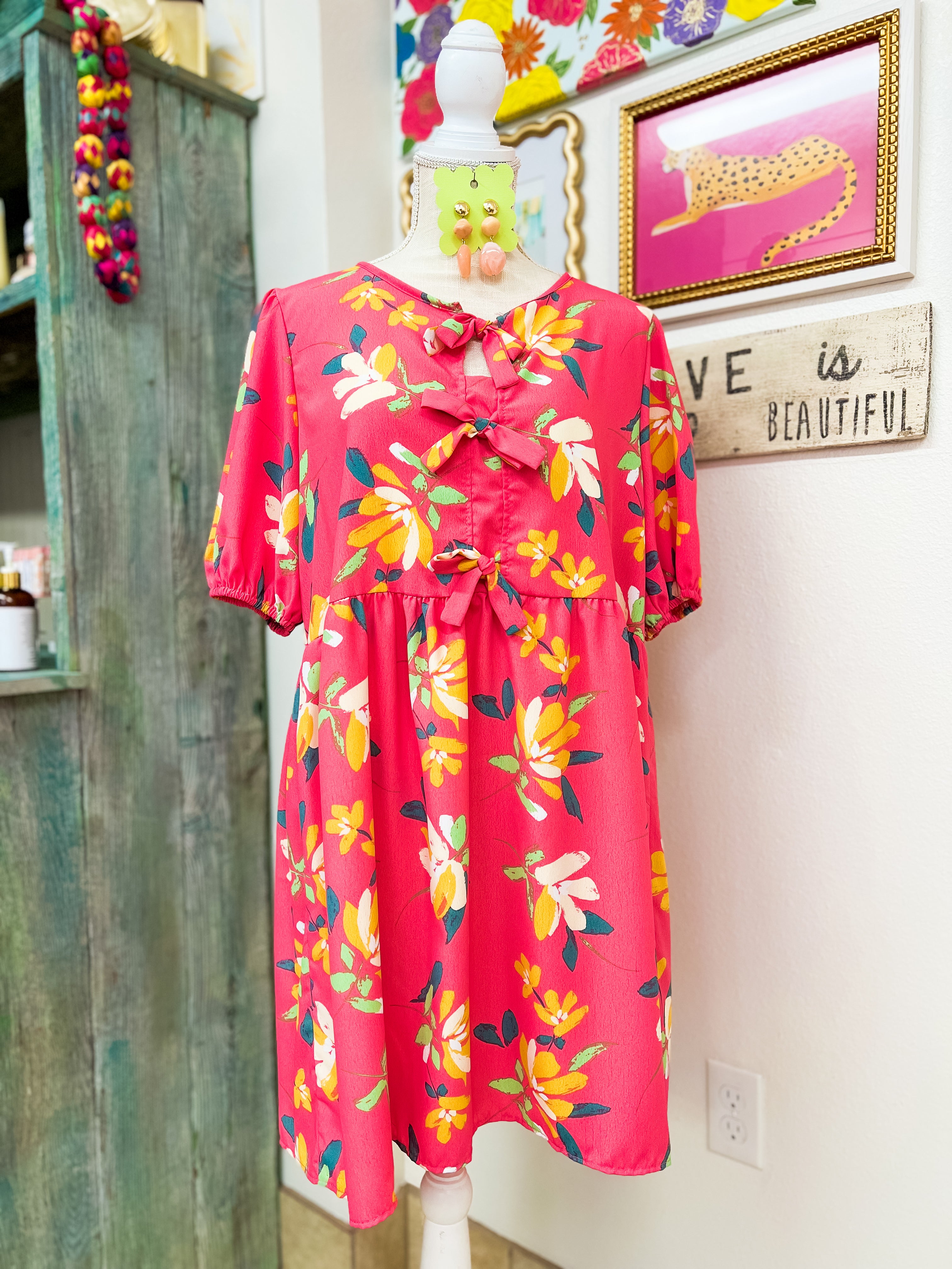 Coral Floral Dress (XL)