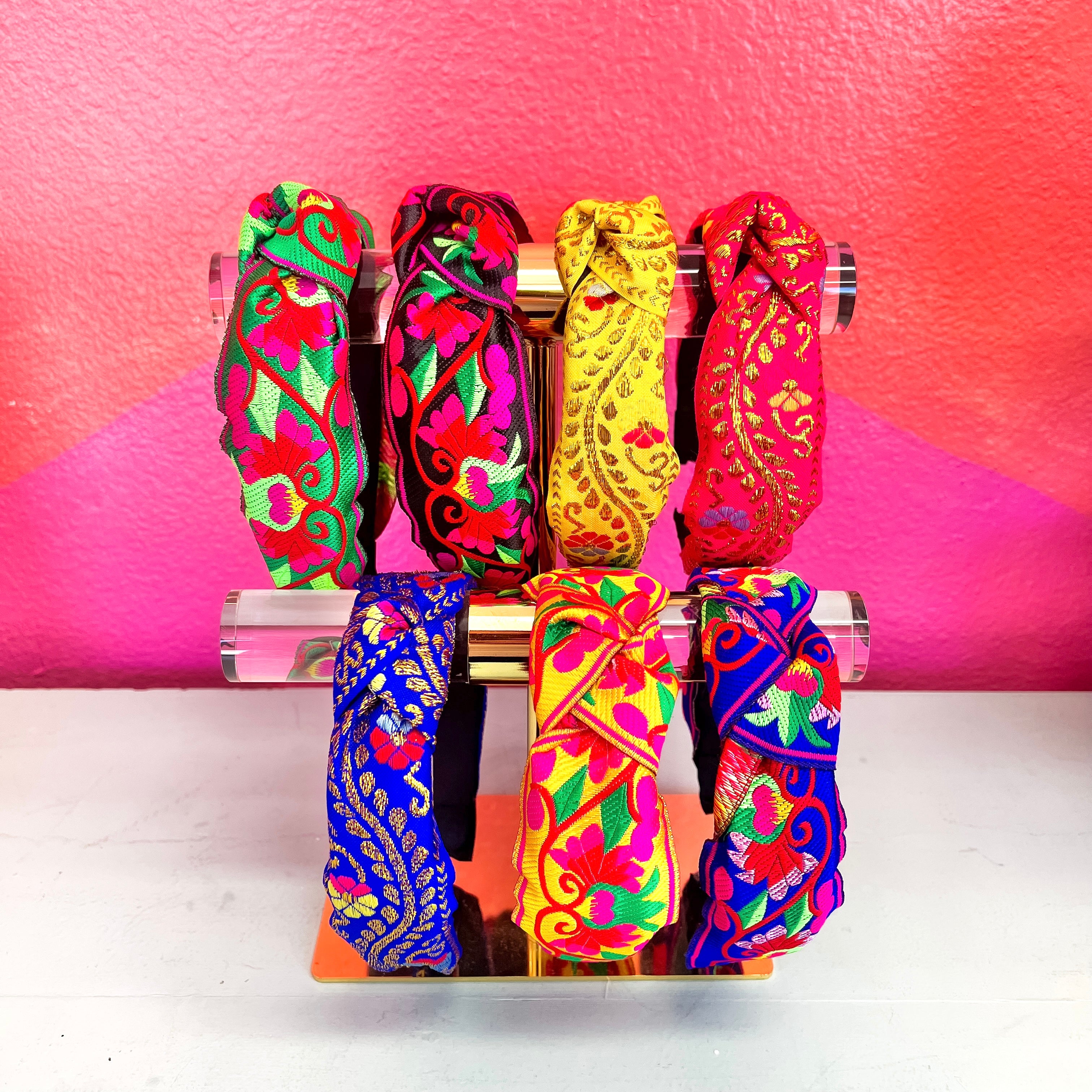 Embroidered Top Knot Headband