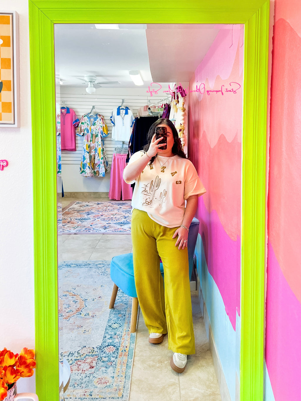 Mustard Green Pull On Pants (S-L)