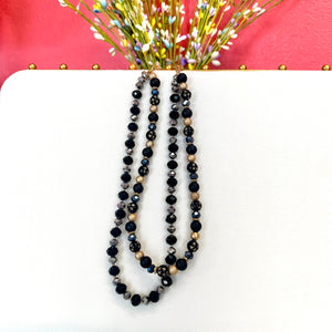 Black Mixed Beaded Layered Necklace