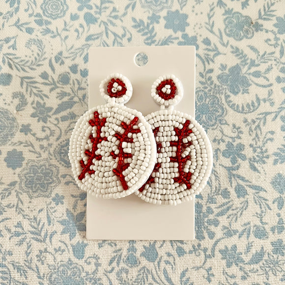 Baseball Beaded Earrings