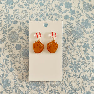 Baseball Glove Dangle Earrings