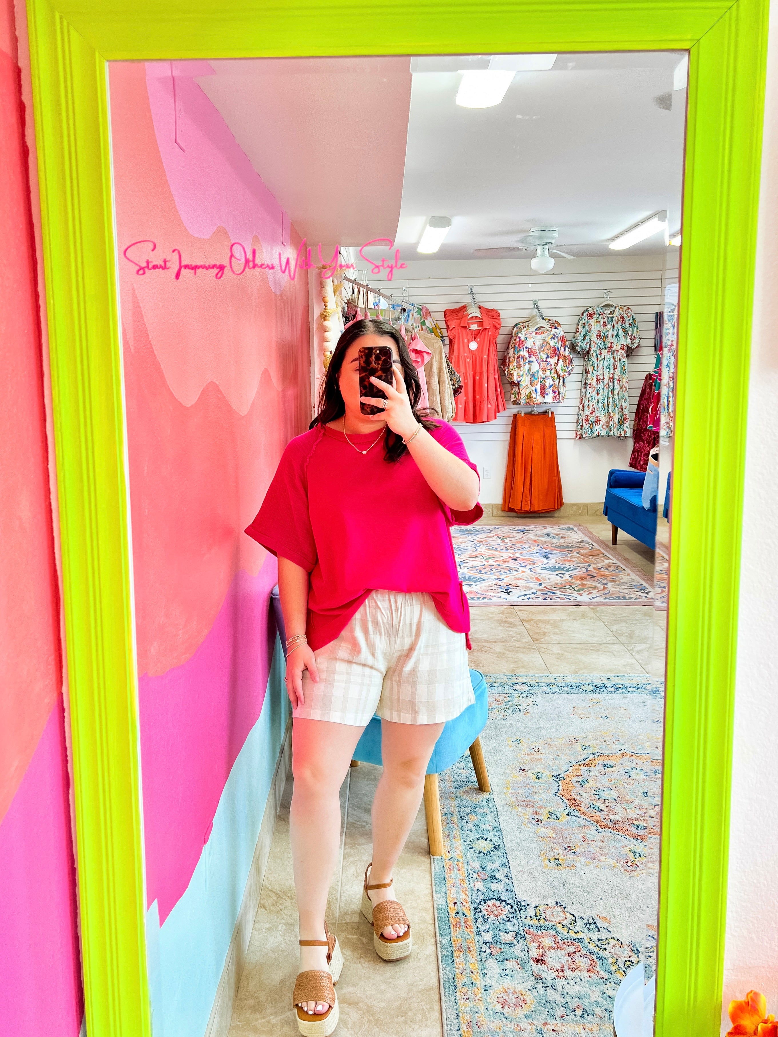 Cream Checkered Shorts