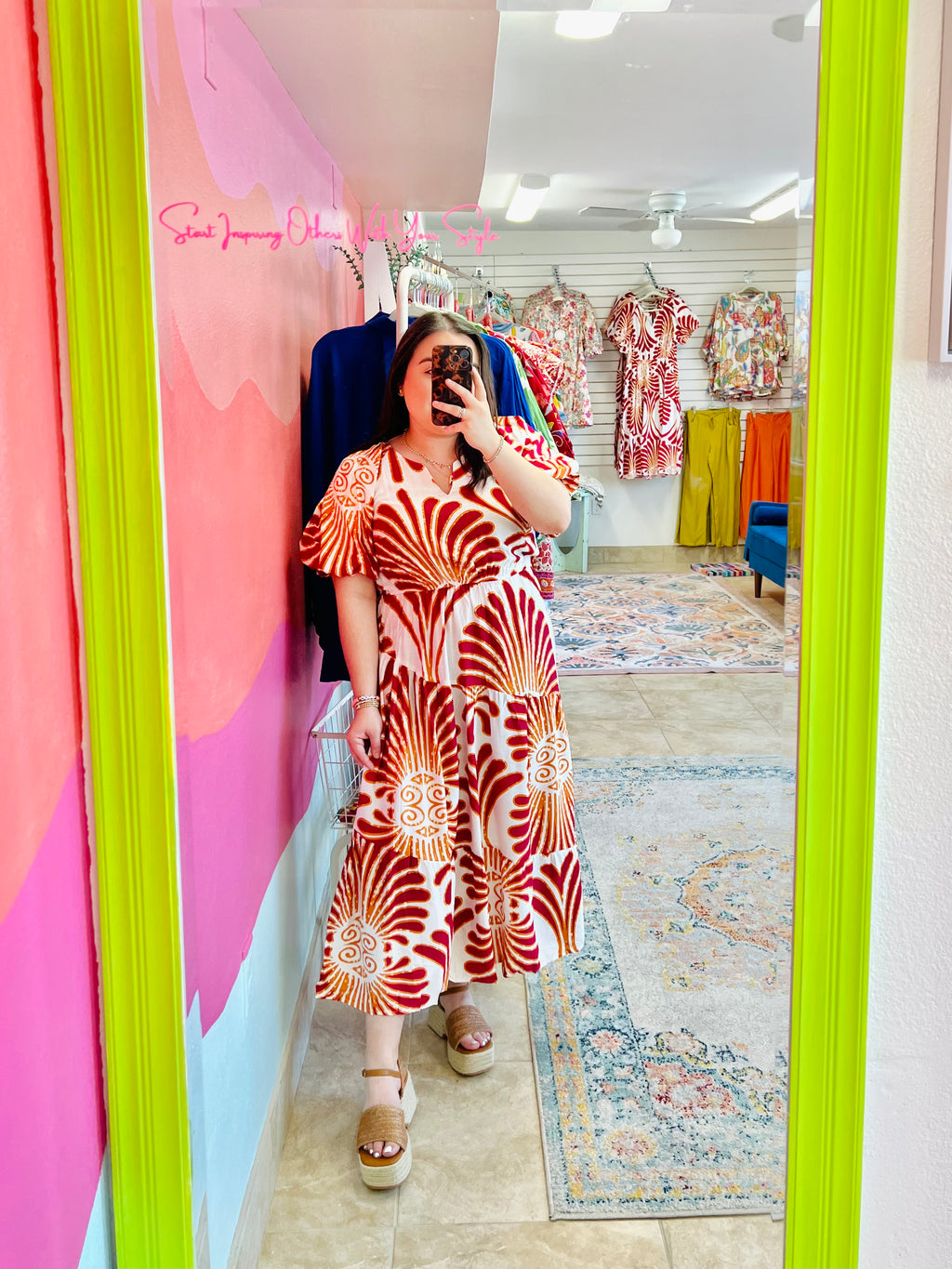 Magenta Abstract Midi Dress (S-L)